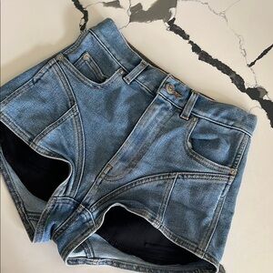 Denim Blue Mugler Shorts